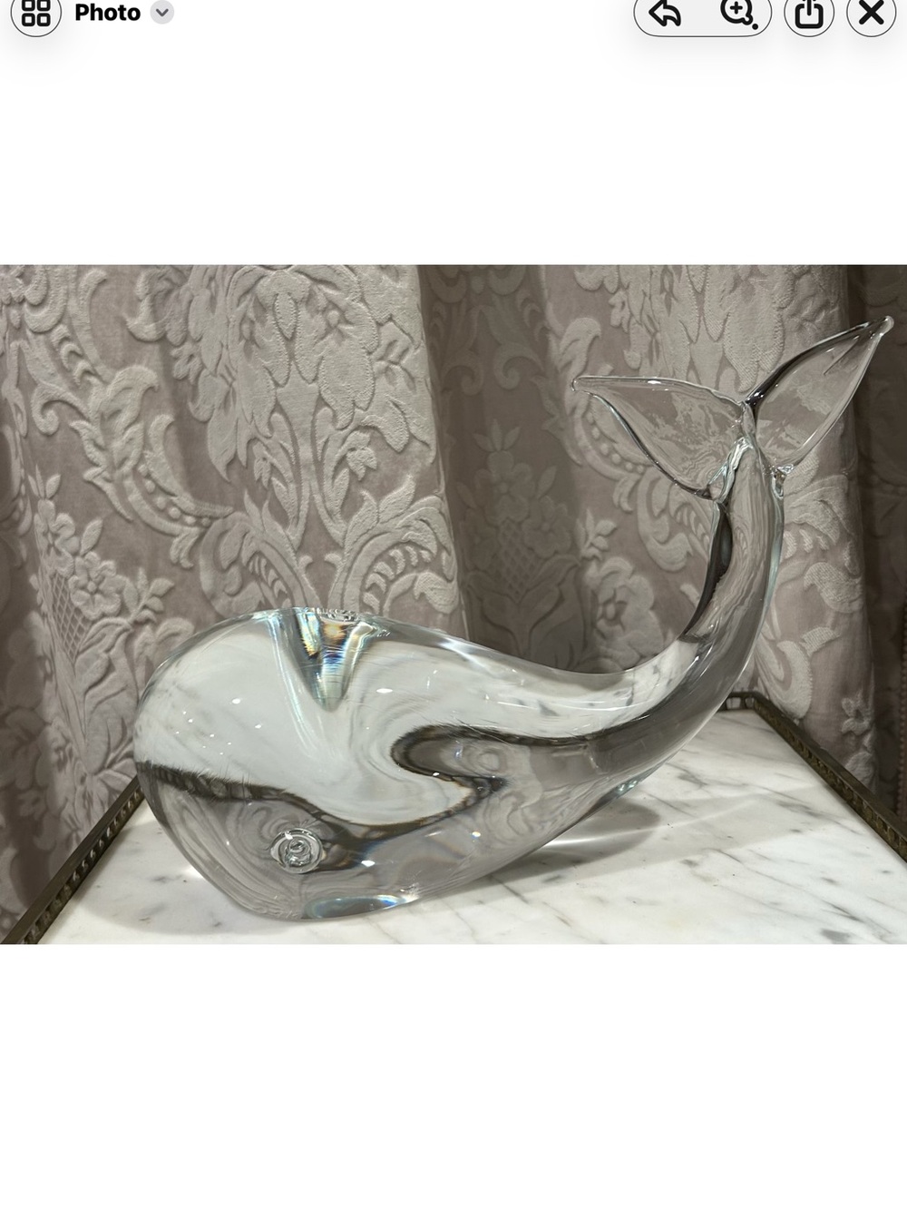 Clear Glass Whale Sculpture - Decorative Home Art